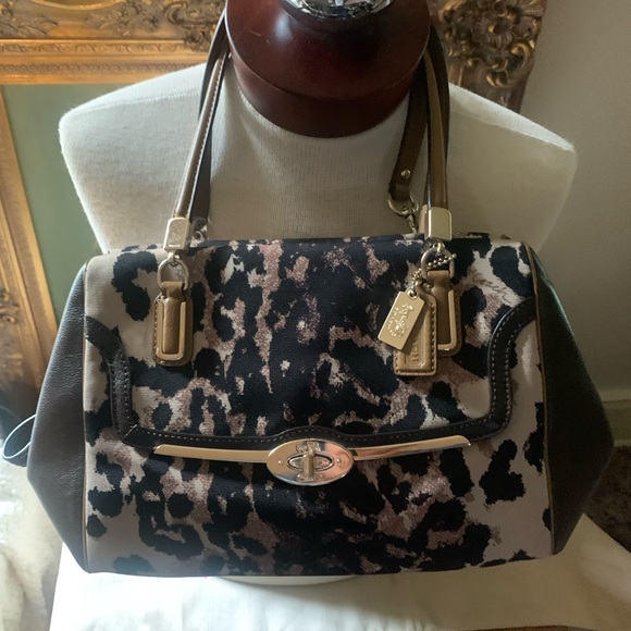 Coach Leopard bag with leather and canvas - Picture 2 of 7